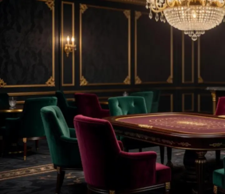 Elegancki gaming lounge z kasynowymi stołami i prywatnymi lożami