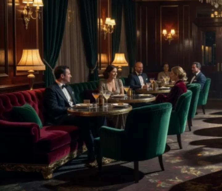 Ekskluzywne wnętrze nocnego lounge Nocaristello z nastrojowym oświetleniem